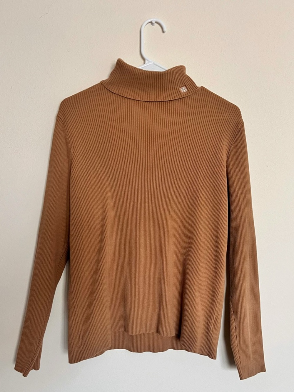 Ralph Lauren Ribbed Turtleneck Sweater XL in Camel - 100% Cotton